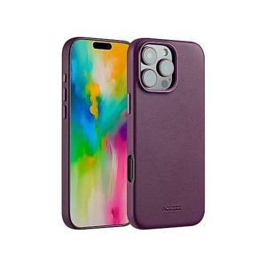 Accezz MagSafe Leather Backcover voor iPhone 16 Pro Max Telefoonhoesje Paars