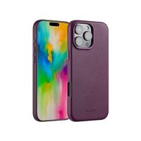 Accezz MagSafe Leather Backcover voor iPhone 16 Pro Max Telefoonhoesje Paars