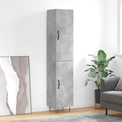 Hoge kast 34,5x34x180 cm bewerkt hout betongrijs