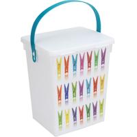 Wasknijper bewaarboxen turquoise hengsel - 5 liter - 23 x 18 cm - Wasknijpers opbergen