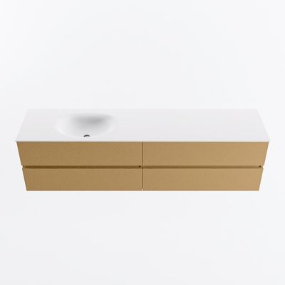 MONDIAZ VICA 190cm badmeubel onderkast Oro 4 lades. Wastafel MOON links 1 kraangat, kleur Talc.