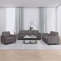 3-delige Loungeset met kussens kunstleer grijs