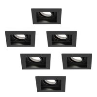 6x Durham dimbare LED inbouwspots - Kantelbaar - Vierkant - Verzonken - Zwart - 5W - GU10 - Plafondspots - 6000K daglicht licht - IP20