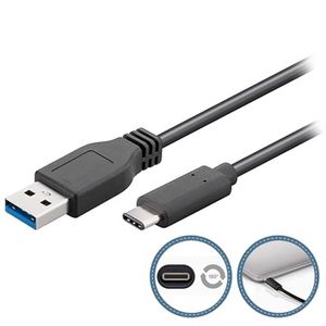 Goobay USB A/USB C, 1 m USB-kabel USB 3.2 Gen 1 (3.1 Gen 1) Zwart