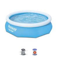 BESTWAY zelfdragend bovengronds zwembad kit - Marine Fast - 305 x 76 cm - Rond (Geleverd met filterpomp)