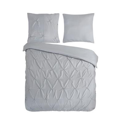 Pure Dekbedovertrek "luxe stiksel plooien" - Zilver - (200x200/220 cm) - Microfiber