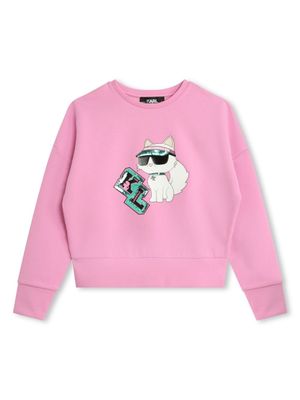 Karl Lagerfeld Kids sweat en coton à imprimé Choupette - Rose