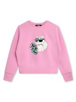 Karl Lagerfeld Kids sweat en coton à imprimé Choupette - Rose - thumbnail