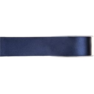 1x Hobby/decoratie navyblauwe satijnen sierlinten 1,5 cm/15 mm x 25 meter