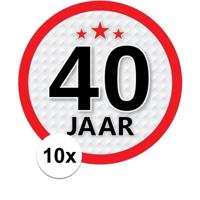 40 jaar leeftijd sticker - 10x - rond - Dia 15 cm - 40 jaar verjaardag - jubileum - leeftijd versier