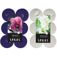 Candles by Spaas geurkaarsen - 24x stuks in 2 geuren Jasmin en Wild Orchid