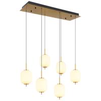 Globo Gouden hanglampEwald 6-lichts wit glas - 15217-6