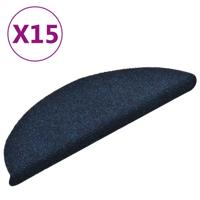 VidaXL Trapmatten zelfklevend 15 stuks 56x17x3 cm marineblauw halfrond