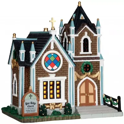 Lemax pine ridge church verlichte kerk Harvest Crossing 2015