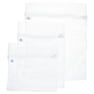 Set van 3x stuks waszakjes/wasnetjes wit in 3 formaten 30, 40 en 50 cm