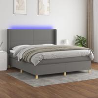 Boxspring met matras en LED stof donkergrijs 180x200 cm