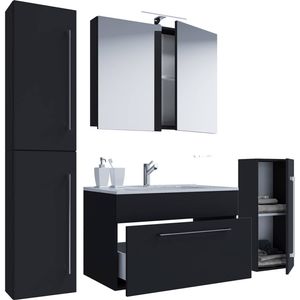 Nywo badkamer 80 cm, spiegelkast, zwart.