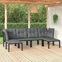 6-delige Loungeset poly rattan zwart en grijs