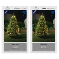 Lichtnetten/netverlichting - 2x stuks - 210 cm - met timer - 240 lampjes - warm wit - kerstverlichti
