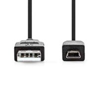 Nedis USB-Kabel | USB 2.0 | USB-A Male | USB Mini-B 5-Pins Male | 480 Mbps | Vernikkeld | 1.00 m | Rond | PVC | Zwart | Label - CCGL60300BK10 - thumbnail