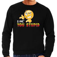 Funny emoticon sweater E is MC kwadraat You stupid zwart heren