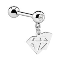 Jeweled Barbell with Charm Chirurgisch staal 316L / Belegde messing Barbells - thumbnail