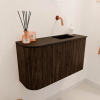Toiletmeubel Mondiaz Joya | 71.6 cm | Meubelkleur Walnut | Faye wastafel Urban Rechts | Zonder kraangat(en) Toiletmeubel Mondiaz Joya | 71.6 cm | Meubelkleur Walnut | Faye wastafel Urban Rechts | Zonder kraangat(en)