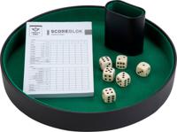 Dobbelset Compleet Met 6 Dobbelstenen, Pokerpiste, Scoreblok, Dobbelbeker - thumbnail