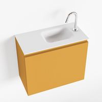 Toiletmeubel Mondiaz Olan | 60 cm | Meubelkleur Ocher | Lex wastafel Talc Rechts | 1 kraangat