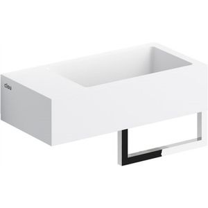 Fontein Clou Flush 3 36x18x9cm Aluite Mat Wit Met Handdoekhouder Chroom (Met Voorbewerkt Kraangat Links)