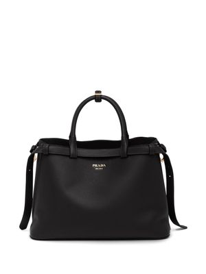 Prada sac à main en cuir à plaque logo - Noir