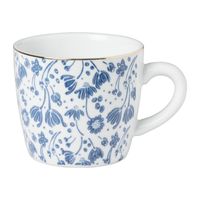 Mok met bloemen - blauw/wit/goud - 300 ml