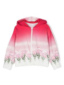 Monnalisa hoodie zippé à fleurs - Blanc