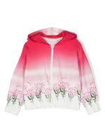 Monnalisa hoodie zippé à fleurs - Blanc