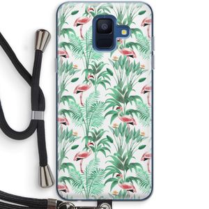 Flamingo bladeren: Samsung Galaxy A6 (2018) Transparant Hoesje met koord