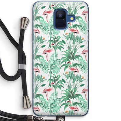 Flamingo bladeren: Samsung Galaxy A6 (2018) Transparant Hoesje met koord
