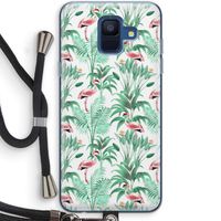 Flamingo bladeren: Samsung Galaxy A6 (2018) Transparant Hoesje met koord