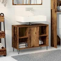 Badkamerkast met plank Oud hout 80 x 33 x 60 cm Bewerkt hout