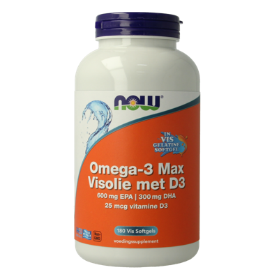 NOW Omega 3 max visolie D3 EPA DHA 180 Softgels NOW Omega 3 max visolie D3 EPA DHA 180 Softgels