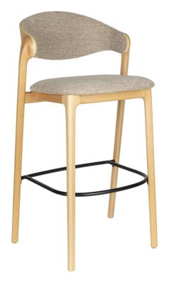 Dutchbone Barstoel 'Babington' Stof en beukenhout, kleur Naturel (zithoogte 65cm)