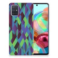 Samsung Galaxy A71 TPU Hoesje Abstract Green Blue - thumbnail