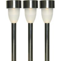 Tuinlamp LED solar - 3x - warm wit - RVS/kunststof - 26 cm - type Nova