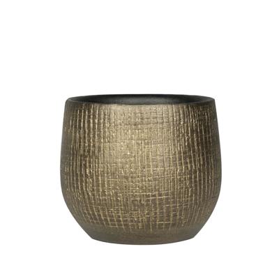 Ter Steege Plantenpot - keramiek - goud - metaal look - 15 x 13 cm