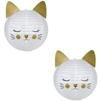 Japanse bol lampion - 2x - Kat/Poes thema - D35 cm - Sint Maarten lampion - Tuinfeest - Versiering