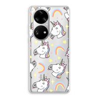 Rainbow Unicorn: Huawei P50 Pro Transparant Hoesje Rainbow Unicorn: Huawei P50 Pro Transparant Hoesje