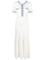 SANDRO denim-trim maxi dress - Blanc - thumbnail