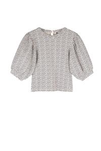 NoBell zomer top meisjes - ivoor wit - jersey rib, AOP, pofmouw - Kylia