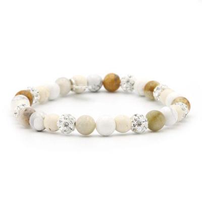 Karma Armband Spiral Vanilla Ice Cream White Crystal Elastic