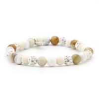 Karma Armband Spiral Vanilla Ice Cream White Crystal Elastic