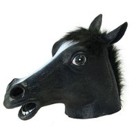 Paarden masker zwart van rubber   - - thumbnail